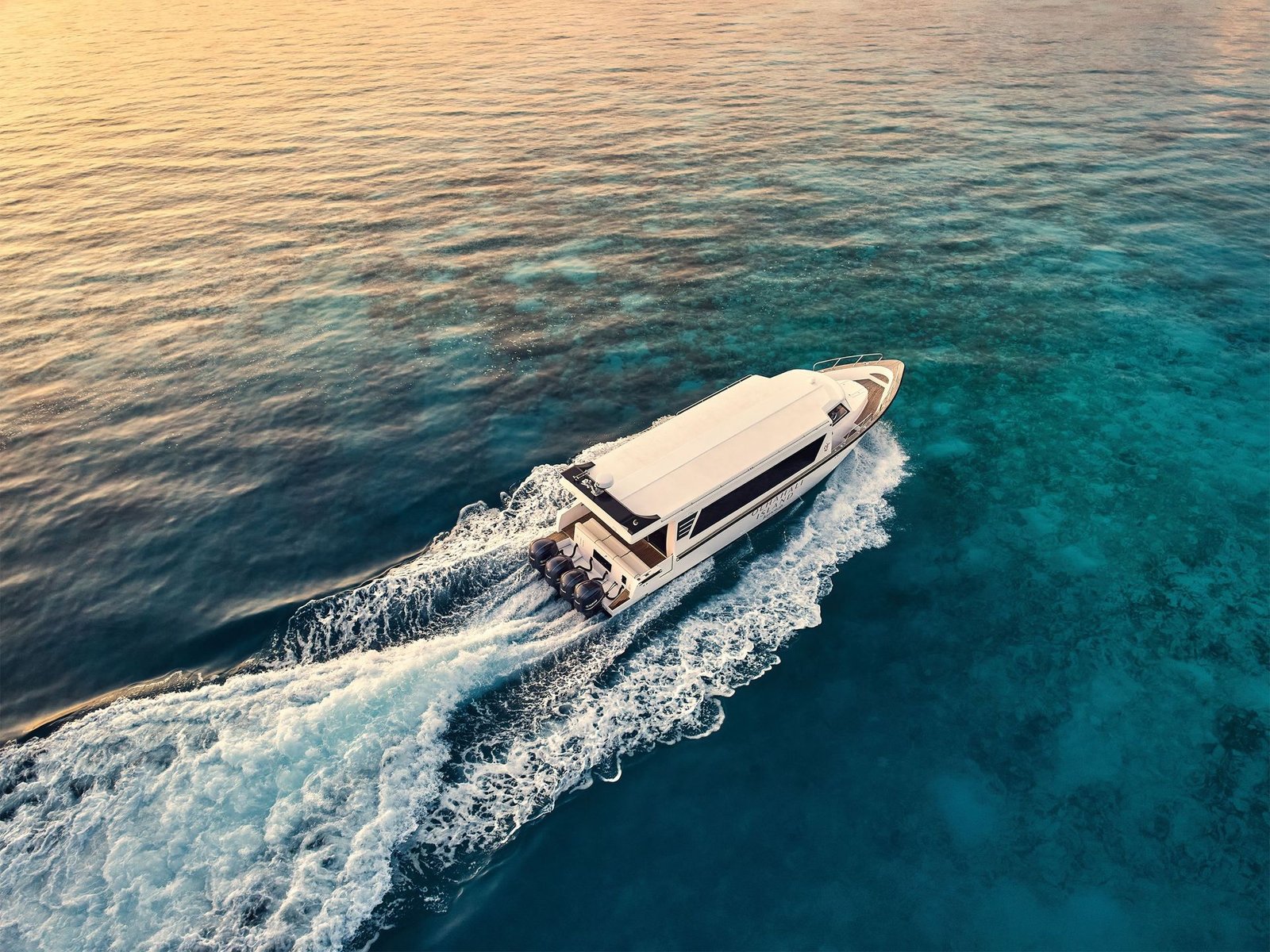 Speedboat travelling through Maldivian waters